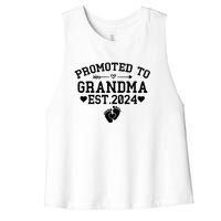 Soon To Be Grandma 2024 Gift Promoted To Grandma Est 2024 Women's Racerback Cropped Tank