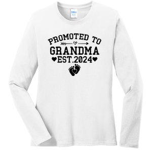 Soon To Be Grandma 2024 Gift Promoted To Grandma Est 2024 Ladies Long Sleeve Shirt