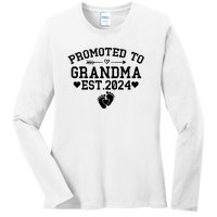 Soon To Be Grandma 2024 Gift Promoted To Grandma Est 2024 Ladies Long Sleeve Shirt