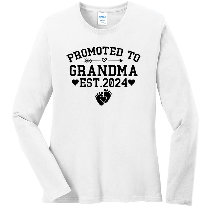 Soon To Be Grandma 2024 Gift Promoted To Grandma Est 2024 Ladies Long Sleeve Shirt