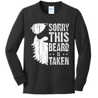 Sorry This Beard Is Taken Funny Bearded Man Valentines Day Kids Long Sleeve Shirt