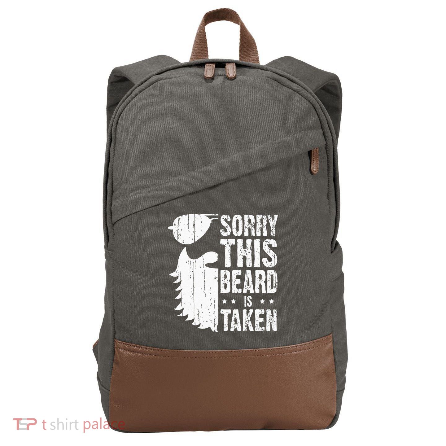 Sorry This Beard Is Taken Funny Bearded Man Valentines Day Cotton Canvas Backpack