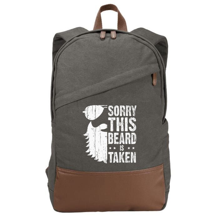 Sorry This Beard Is Taken Funny Bearded Man Valentines Day Cotton Canvas Backpack