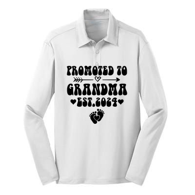 Soon To Be Grandma 2024 Gift Promoted To Grandma Est 2024 Silk Touch Performance Long Sleeve Polo