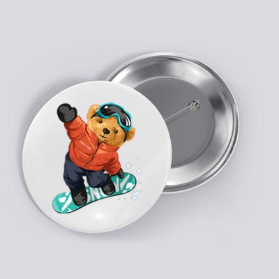 Snowboarding Teddy Bear | Funny Gifts For Snowboarders Button