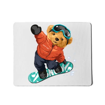 Snowboarding Teddy Bear | Funny Gifts For Snowboarders Mousepad