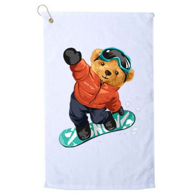 Snowboarding Teddy Bear | Funny Gifts For Snowboarders Platinum Collection Golf Towel