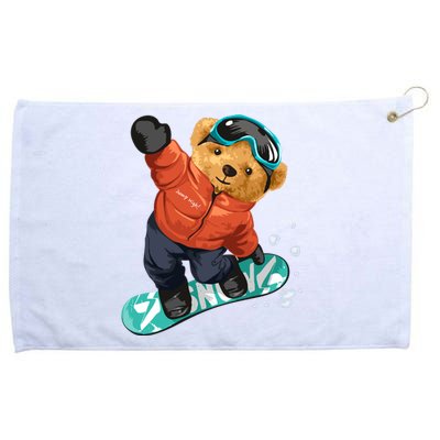 Snowboarding Teddy Bear | Funny Gifts For Snowboarders Grommeted Golf Towel