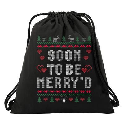 Soon To Be MerryD Engaged Couples Matching Ugly Christmas Drawstring Bag