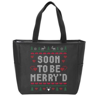 Soon To Be MerryD Engaged Couples Matching Ugly Christmas Zip Tote Bag