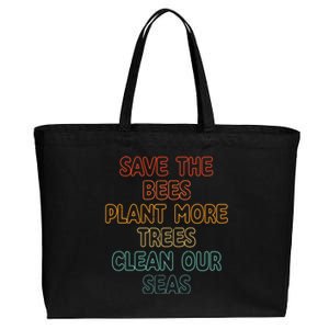 Save The Bees Plant More Trees Clean Seas Gift Cotton Canvas Jumbo Tote