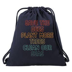 Save The Bees Plant More Trees Clean Seas Gift Drawstring Bag