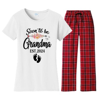 Soon To Be Grandma 2024 Mothers Day For New Grandma Women's Flannel Pajama Set