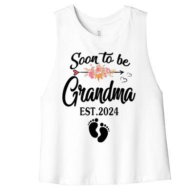 Soon To Be Grandma 2024 Mothers Day For New Grandma Women's Racerback Cropped Tank