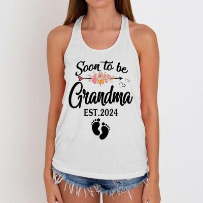 Soon To Be Grandma 2024 Mothers Day For New Grandma Women's Knotted Racerback Tank