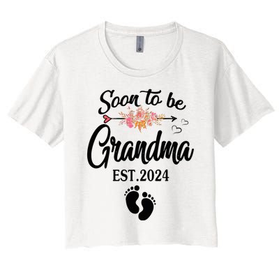 Soon To Be Grandma 2024 Mothers Day For New Grandma Women's Crop Top Tee