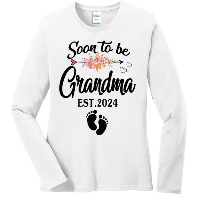 Soon To Be Grandma 2024 Mothers Day For New Grandma Ladies Long Sleeve Shirt