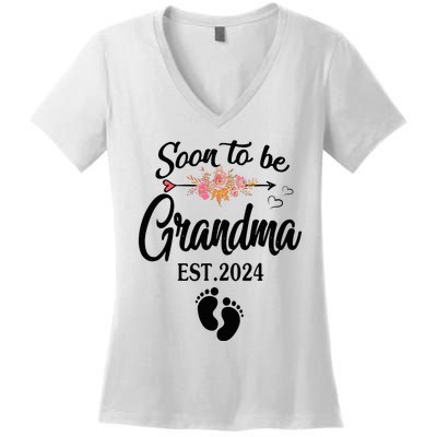 Soon To Be Grandma 2024 Mothers Day For New Grandma Women's V-Neck T-Shirt