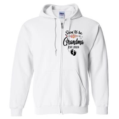 Soon To Be Grandma 2024 Mothers Day For New Grandma Full Zip Hoodie