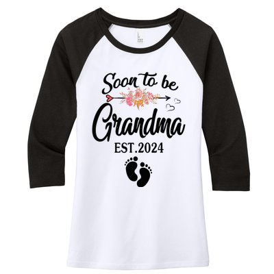 Soon To Be Grandma 2024 Mothers Day For New Grandma Women's Tri-Blend 3/4-Sleeve Raglan Shirt