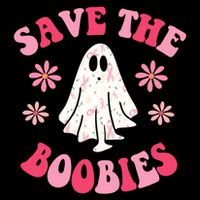 Save The Boobies Breast Cancer Groovy Ghost Apron