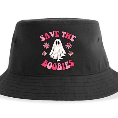Save The Boobies Breast Cancer Groovy Ghost Sustainable Bucket Hat
