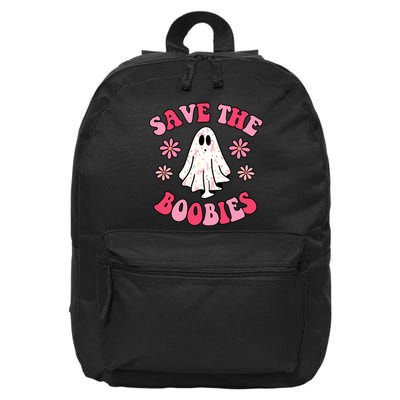 Save The Boobies Breast Cancer Groovy Ghost 16 in Basic Backpack