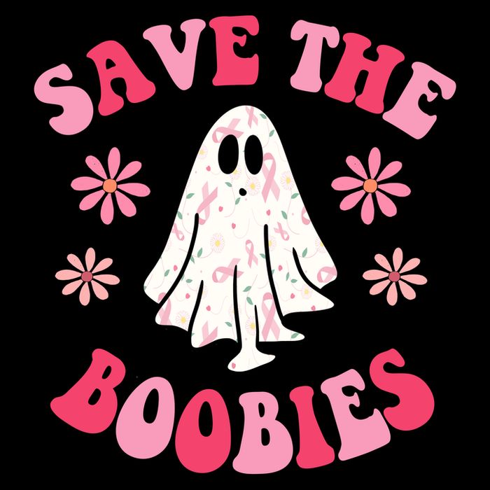 Save The Boobies Breast Cancer Groovy Ghost 16 in Basic Backpack