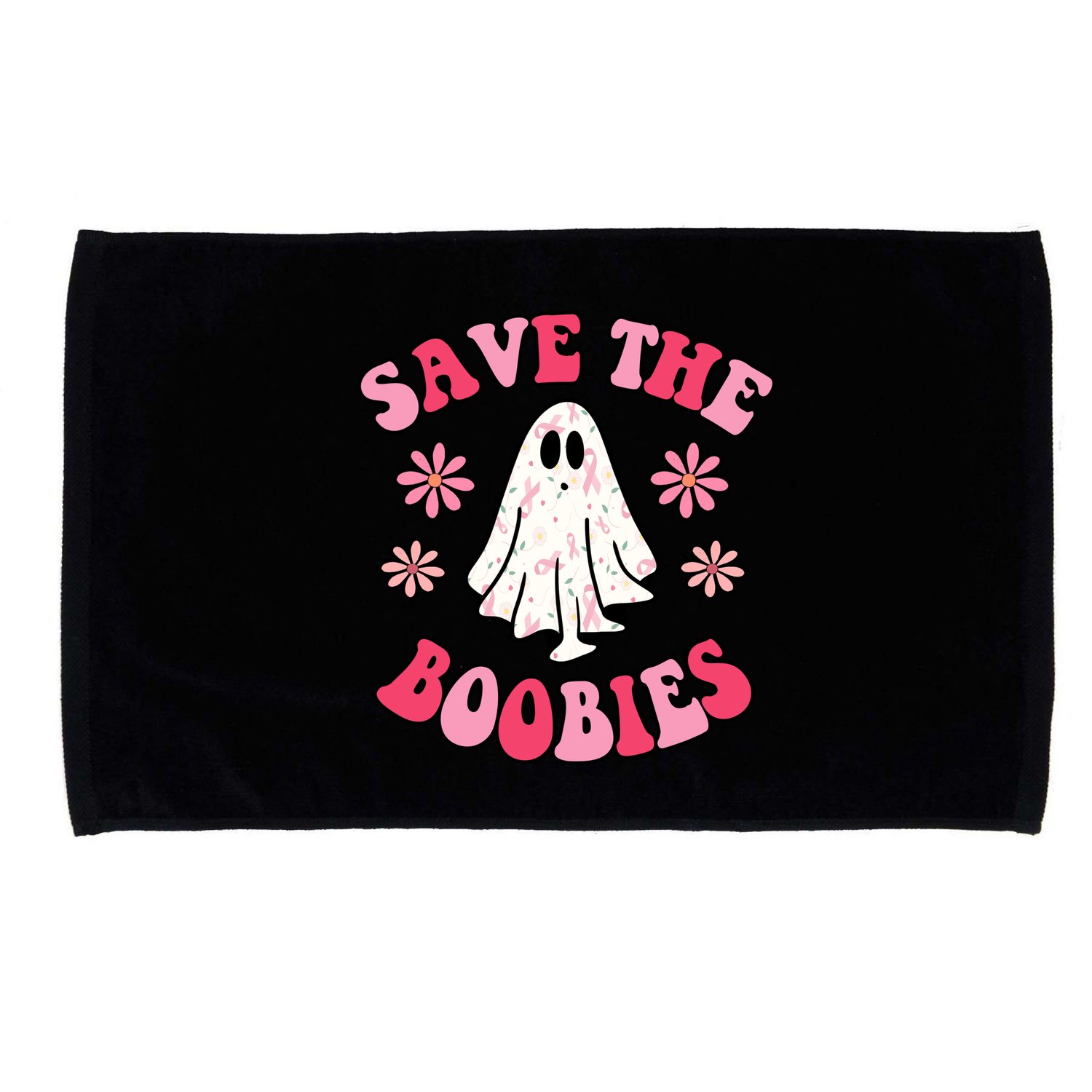 Save The Boobies Breast Cancer Groovy Ghost Microfiber Hand Towel
