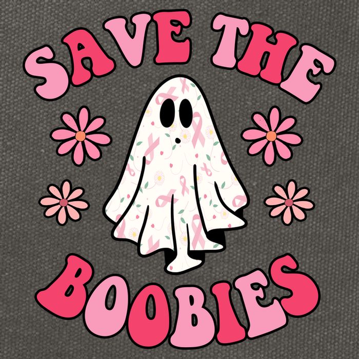 Save The Boobies Breast Cancer Groovy Ghost Cotton Canvas Backpack