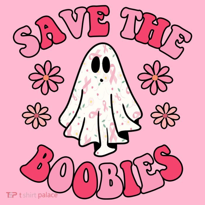 Save The Boobies Breast Cancer Groovy Ghost Premium T-Shirt