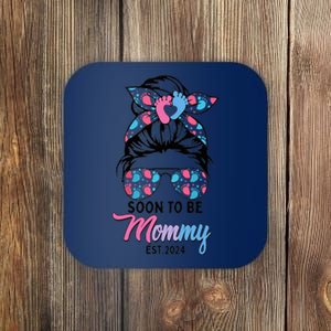 Soon To Be Mommy Est 2024 Messy Bun Pregnancy Announcement Coaster