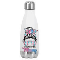 Soon To Be Mommy Est 2024 Messy Bun Pregnancy Announcement Stainless Steel Insulated Water Bottle