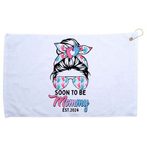 Soon To Be Mommy Est 2024 Messy Bun Pregnancy Announcement Grommeted Golf Towel