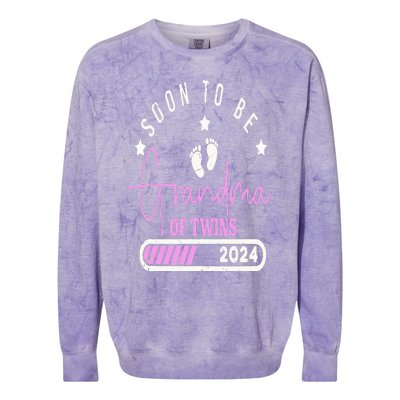 Soon to be Grandma of Twins 2024 For Pregnancy Announcement Colorblast Crewneck Sweatshirt