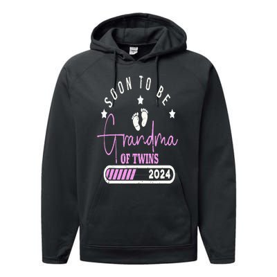 Soon to be Grandma of Twins 2024 For Pregnancy Announcement Performance Fleece Hoodie