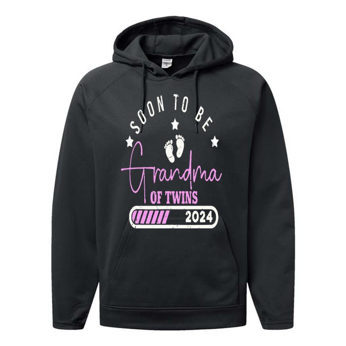 Soon to be Grandma of Twins 2024 For Pregnancy Announcement Performance Fleece Hoodie