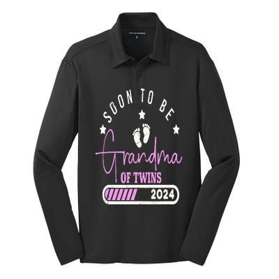 Soon to be Grandma of Twins 2024 For Pregnancy Announcement Silk Touch Performance Long Sleeve Polo