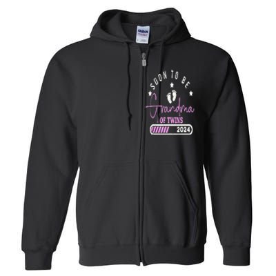 Soon to be Grandma of Twins 2024 For Pregnancy Announcement Full Zip Hoodie