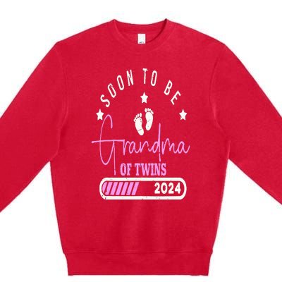 Soon to be Grandma of Twins 2024 For Pregnancy Announcement Premium Crewneck Sweatshirt