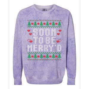 Soon To Be MerryD Engaged Couples Matching Ugly Christmas Colorblast Crewneck Sweatshirt