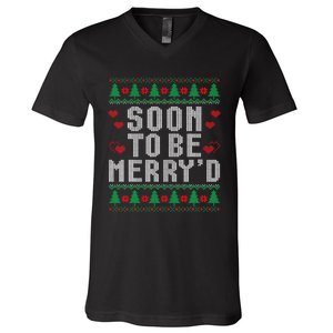 Soon To Be MerryD Engaged Couples Matching Ugly Christmas V-Neck T-Shirt