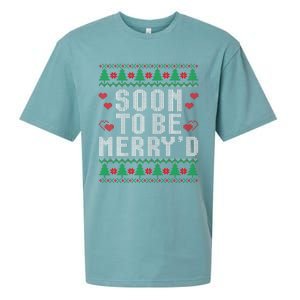 Soon To Be MerryD Engaged Couples Matching Ugly Christmas Sueded Cloud Jersey T-Shirt