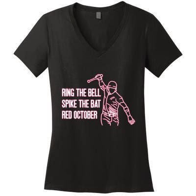 Spike The Bat Red October Women's V-Neck T-Shirt