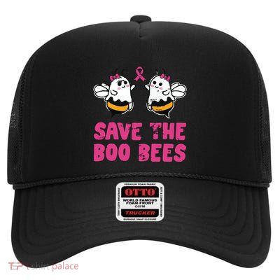 Save The Boo Bees Breast Cancer Awareness Halloween Women High Crown Mesh Back Trucker Hat
