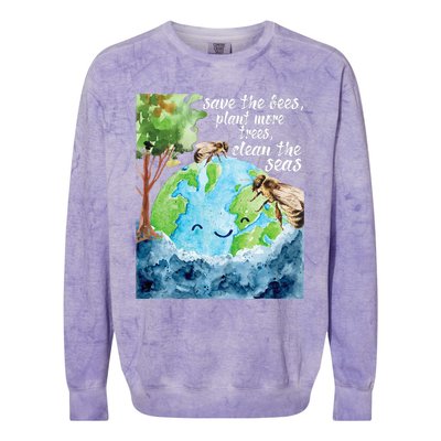 Save The Bees Environmental Protection Earth Day Climate Colorblast Crewneck Sweatshirt