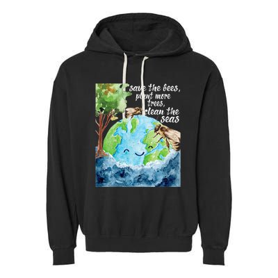 Save The Bees Environmental Protection Earth Day Climate Garment-Dyed Fleece Hoodie