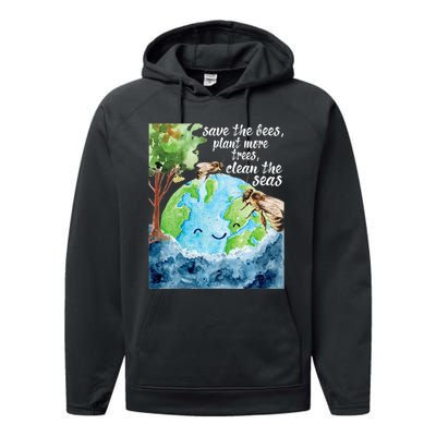 Save The Bees Environmental Protection Earth Day Climate Performance Fleece Hoodie