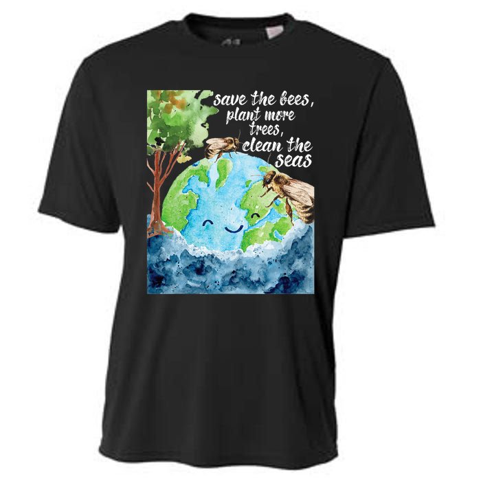 Save The Bees Environmental Protection Earth Day Climate Cooling Performance Crew T-Shirt