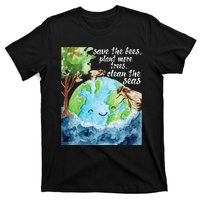 Save The Bees Environmental Protection Earth Day Climate T-Shirt